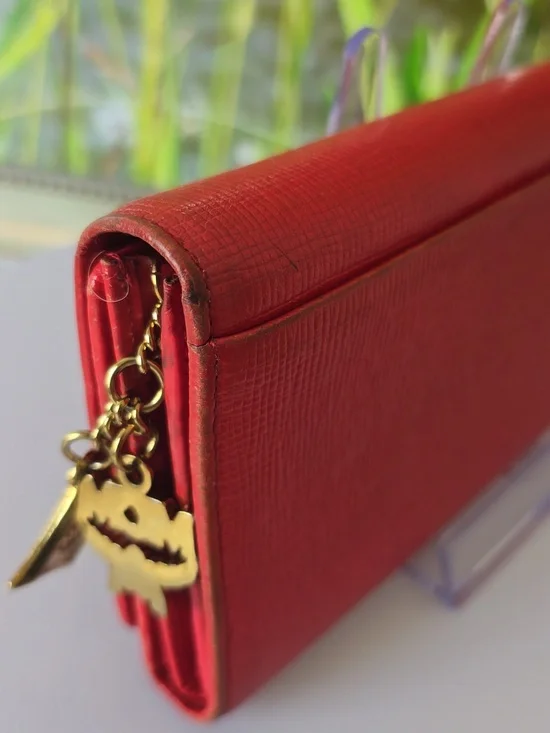 MCM Red Leather Trifold Wallet w/ Gold Studs & Charms | Authentic | EUC - Picture 8 of 15